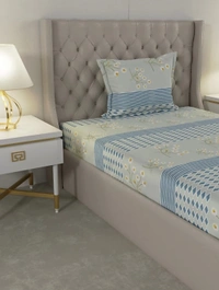 Raymond 104 TC Cotton Delight Single Bed Bedsheet With 1 Pillow Cover - Single Bed