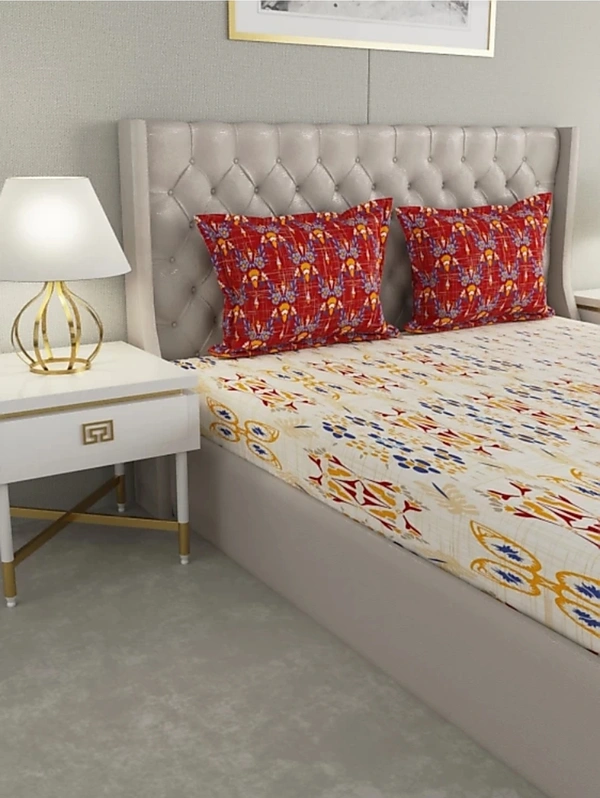 Raymond 140TC Cotton Queen Motifs Bedsheet With 2 Pillow Covers - Queen