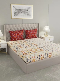 Raymond 140TC Cotton Queen Motifs Bedsheet With 2 Pillow Covers - Queen