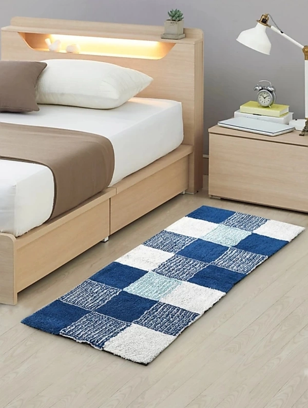 GCHD Soft Cotton Bedside Runner Mat 20 X 48 Inches Black N White - Large ( 20 x 48 inches) 