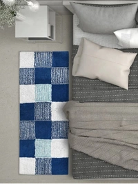 GCHD Soft Cotton Bedside Runner Mat 20 X 48 Inches Black N White - Large ( 20 x 48 inches) 