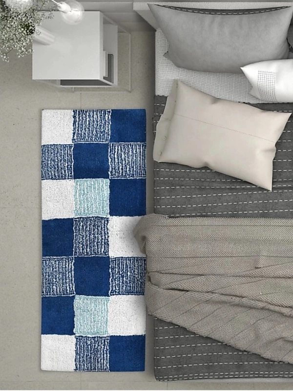 GCHD Soft Cotton Bedside Runner Mat 20 X 48 Inches Black N White - Large ( 20 x 48 inches) 