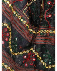 Pehnava Women's Cotton Phulkari Embroidered Dupatta - Black - Large (2.25 mtrs)