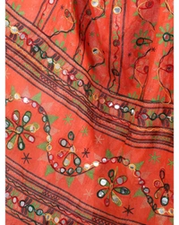 Pehnava Women's Cotton Phulkari Embroidered Dupatta - Orange - Free Size ( 2.25 mtrs) 