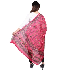 Pehnava Women's Cotton Phulkari Embroidered Dupatta - Pink - Free Size ( 2.25 mtrs) 