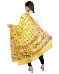 Pehnava Women's Cotton Phulkari Embroidered Dupatta - Yellow - Free Size ( 2.25 mtrs) 