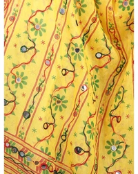 Pehnava Women's Cotton Phulkari Embroidered Dupatta - Yellow - Free Size ( 2.25 mtrs) 