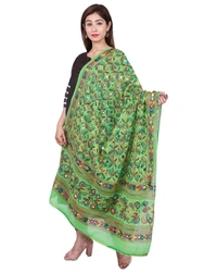 Pehnava Women's Cotton Phulkari Embroidered Dupatta - Green - Free Size ( 2.25 mtrs) 