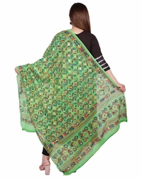 Pehnava Women's Cotton Phulkari Embroidered Dupatta - Green - Free Size ( 2.25 mtrs) 