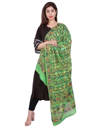 Pehnava Women's Cotton Phulkari Embroidered Dupatta - Green - Free Size ( 2.25 mtrs) 