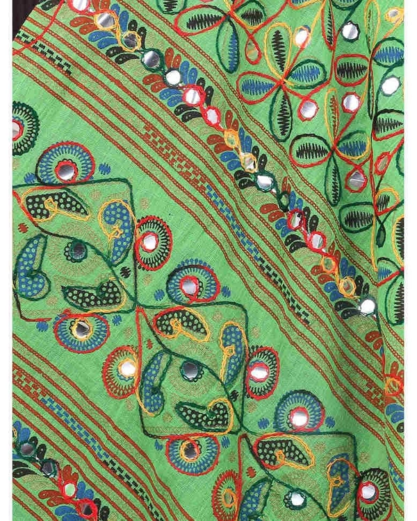 Pehnava Women's Cotton Phulkari Embroidered Dupatta - Green - Free Size ( 2.25 mtrs) 