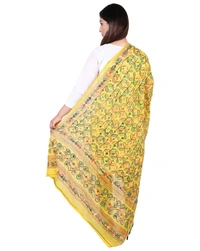 Pehnava Women's Cotton Phulkari Embroidered Dupatta - Haldi - Free Size ( 2.25 mtrs ) 