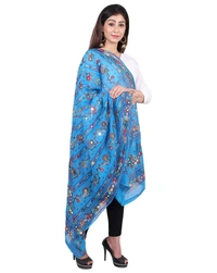 Pehnava Women's Cotton Phulkari Embroidered Dupatta - Blue - Free Size ( 2.25 mtrs ) 