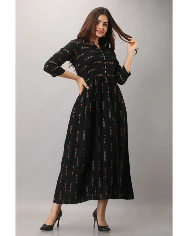 GMJ Beautiful Women's Rayon Printed Flared Kurta  - M