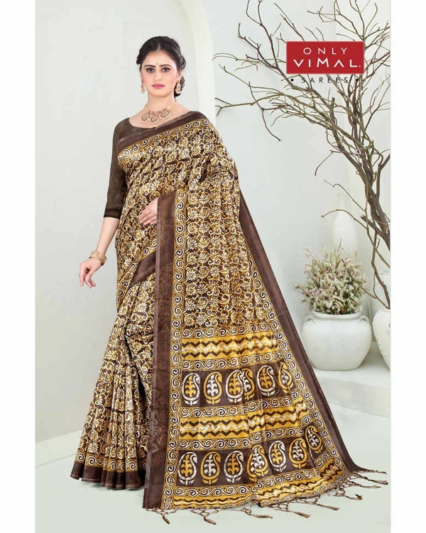 Only Vimal Women's Printed Mysore Art Silk Saree With Blouse  - D1, 6.3 mtrs w/blouse