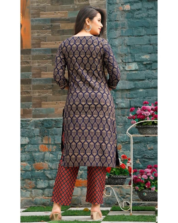 Pehnava Women's Rayon Printed Straight Kurta Pant And Dupatta Set - L