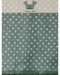 Pehnava Beautiful Banarsi Cotton Polka Dots Bollywood Saree W/blouse - Bottle Green - 6.3 mtrs w/blouse