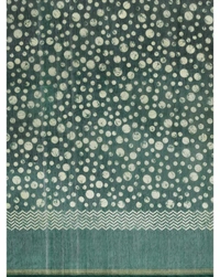 Pehnava Beautiful Banarsi Cotton Polka Dots Bollywood Saree W/blouse - Bottle Green - 6.3 mtrs w/blouse