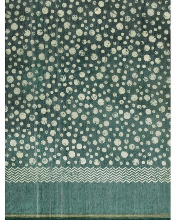 Pehnava Beautiful Banarsi Cotton Polka Dots Bollywood Saree W/blouse - Bottle Green - 6.3 mtrs w/blouse