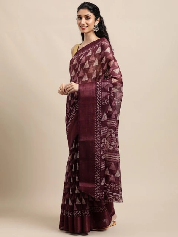 Pehnava Beautiful Banarsi Cotton Polka Dots Bollywood Saree W/blouse - Maroon - 6.3 mtrs w/blouse