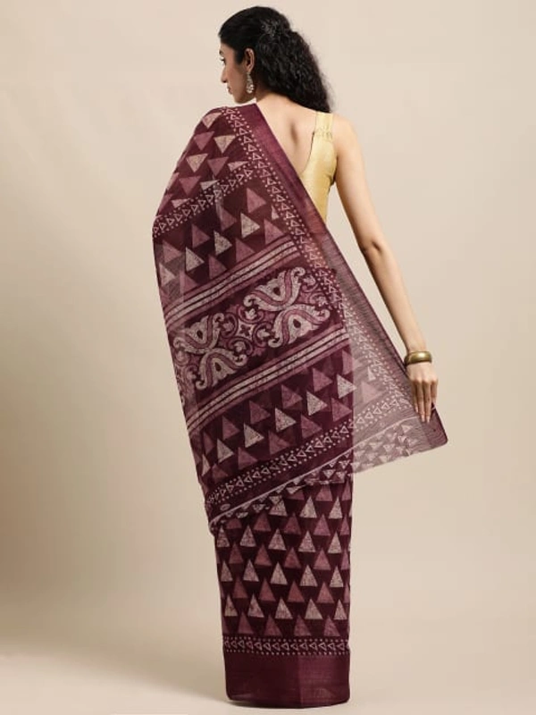 Pehnava Beautiful Banarsi Cotton Polka Dots Bollywood Saree W/blouse - Maroon - 6.3 mtrs w/blouse