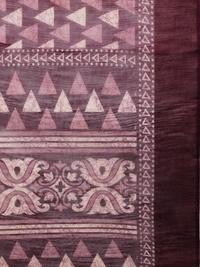 Pehnava Beautiful Banarsi Cotton Polka Dots Bollywood Saree W/blouse - Maroon - 6.3 mtrs w/blouse