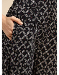 Women's White & Blue Printed & Embroidered Straight Kurta with Palazzo - L 