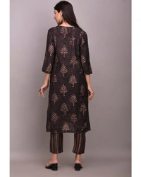 Women's Embellished Modal Suit Set - , Brown, L/42