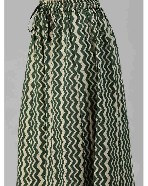 Ishin Pure Cotton Printed Kurta And Plazzo Set - Dark Green, Medium
