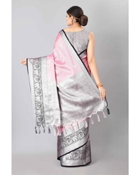 Pehnava Women's Muslin Embellished Regular Saree - Light Pink, 6.3 Mtrs With Blouse