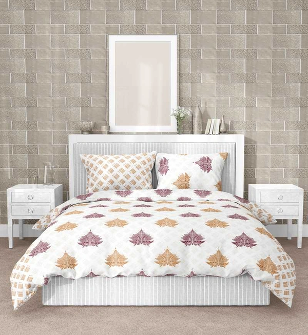 Bella Casa 250TC King Size Supersoft Cotton Bedsheet With 2 Pillow Cover - King Size ( 9 Feet X 9 Feet) , Assorted / Multi