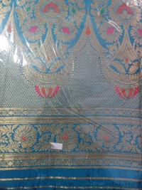Banarasi Silk Saree - Sky Blue, Free