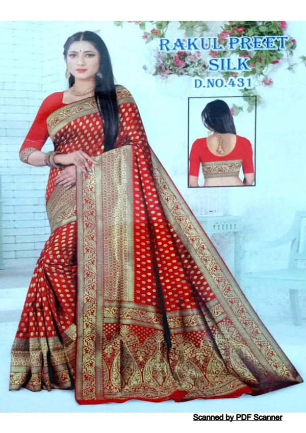 Banarasi Silk Saree - Red, Free