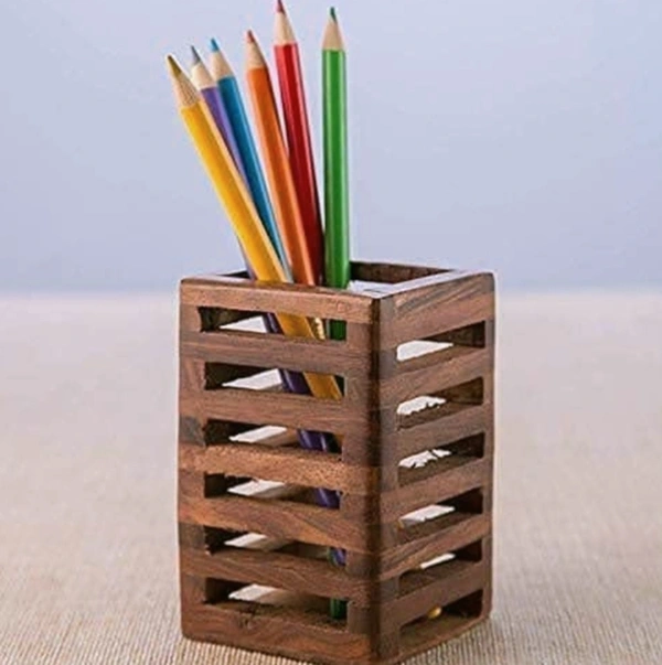 Craft Expertise Handmade Wooden Pen Stand Pen Holder  - Wood , 12×12×16 Millimetre 