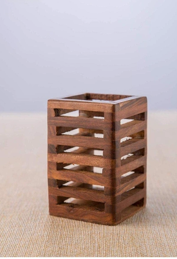 Craft Expertise Handmade Wooden Pen Stand Pen Holder  - Wood , 12×12×16 Millimetre 