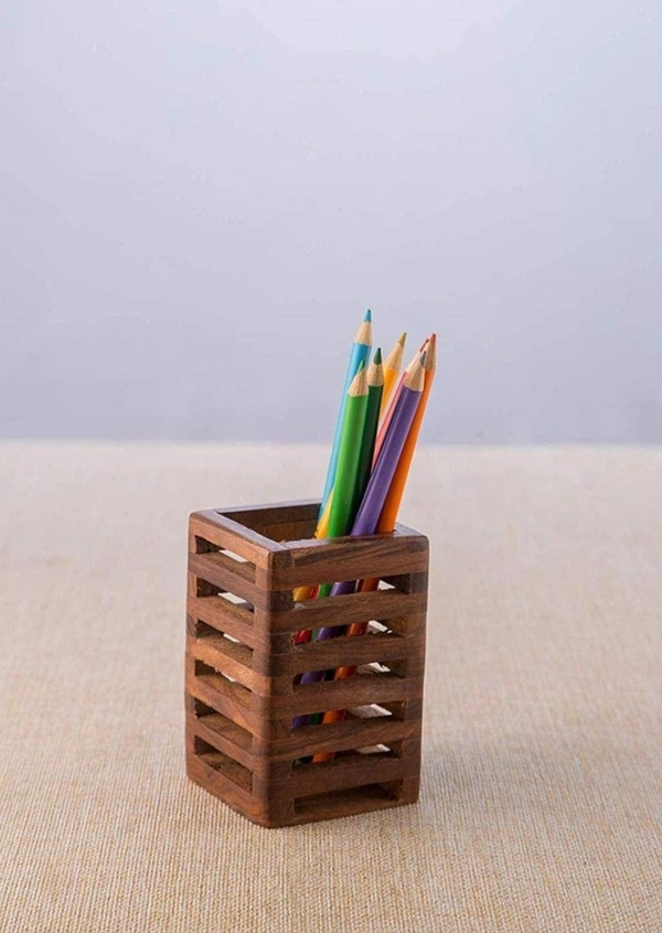 Craft Expertise Handmade Wooden Pen Stand Pen Holder  - Wood , 12×12×16 Millimetre 