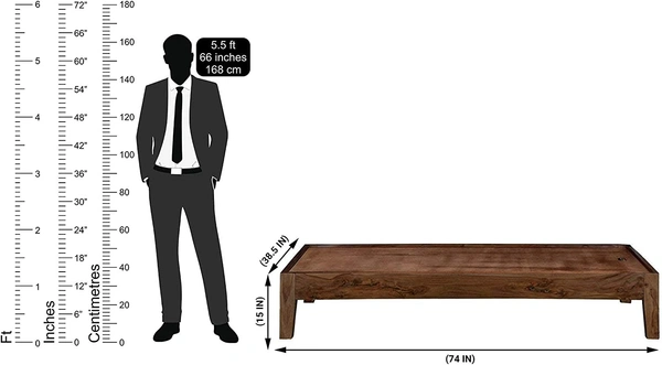 Solid Wood Single Size Bed for Bed Room  - Brown, Normal