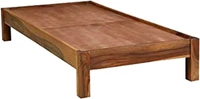 Single Size Bed for Bed Room | Solid Wood Low Height Bed | Wooden Single Bed Furniture - Natural Wood Finish, Normal