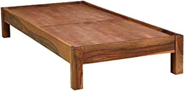 Single Size Bed for Bed Room | Solid Wood Low Height Bed | Wooden Single Bed Furniture - Natural Wood Finish, Normal