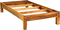 Single Size Bed for Bed Room | Solid Wood Low Height Bed | Wooden Single Bed Furniture - Natural Wood Finish, Normal
