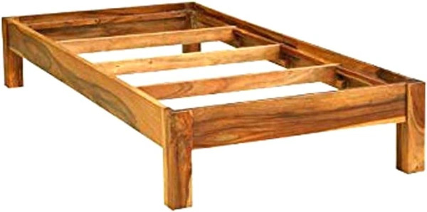 Single Size Bed for Bed Room | Solid Wood Low Height Bed | Wooden Single Bed Furniture - Natural Wood Finish, Normal