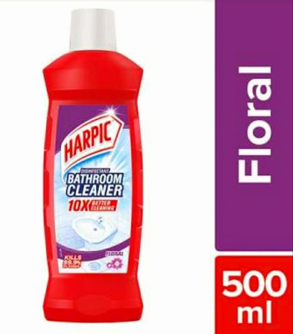 reckitt colman Harpic Floral Bathroom Cleaner Bottle Of 500 ML. Red