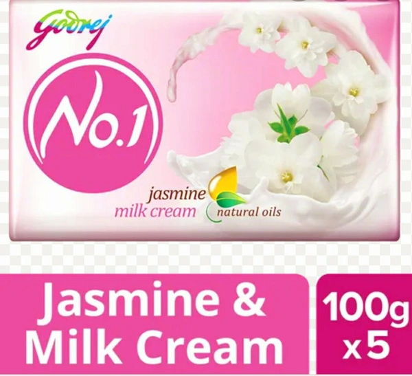 Godrej No.1 Long-Lasting Fragrance High TFM Jasmine Soap, 100g -Pack of 5