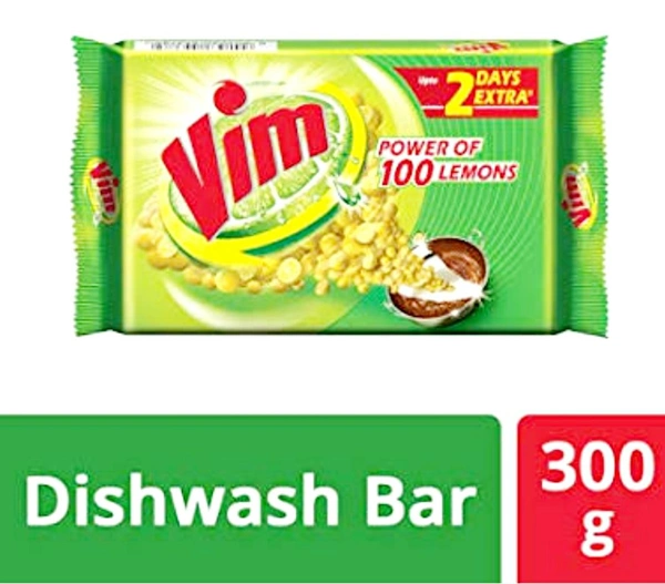 vim Vim Dishwash Bar Lemon, Removes Stain And Grease With Power Of Lemon, 300 g (50 Pcs In Case)