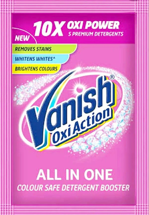 reckitt colman Vanish All in One Powder Detergent Booster - 25 g | Removes Stains, Whitens Whites and Brightens Colors