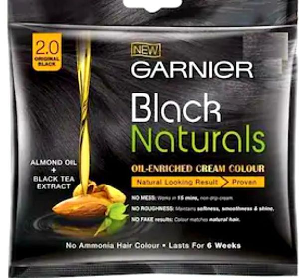 Garnier Black Naturals Oil Enriched Cream Hair Colour - 2.0 Original Black(20gm+20ml)