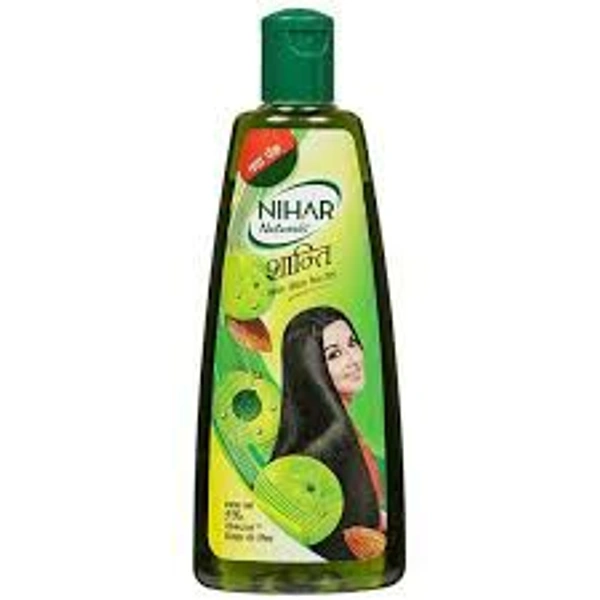 Nihar Shanti Amla & Badam Hair Oil, For Black, Silky & Stronger Hair, - 