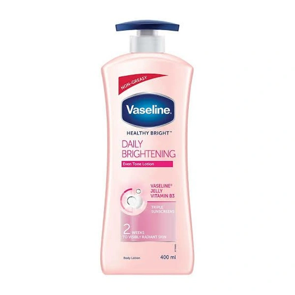 Vaseline Healthy Bright Body Lotion 400ml, Daily Brightening Body Moisturizer with Sunscreen for Dry Skin, Lotion for Non-Greasy Glowing Skin - 400 ml.