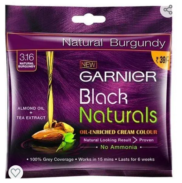 Garnier Black Naturals Oil Enriched Cream Hair Colour - 3.16 Burgundy 