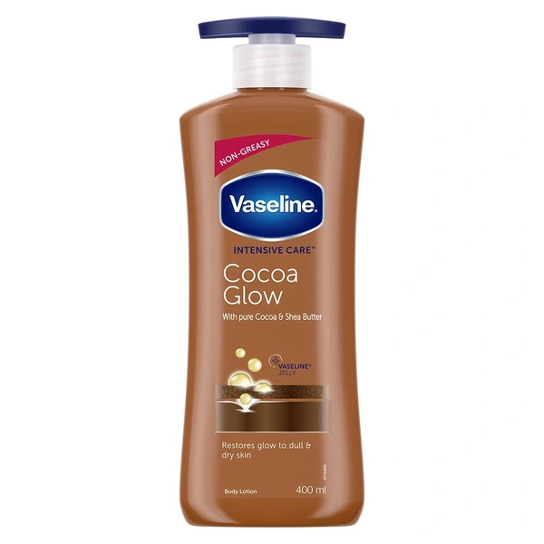 Vaseline Intensive Care 24 hr nourishing Cocoa Glow Body Lotion with Cocoa And Shea Butter, Restores Glow for all skin type - 400 ml